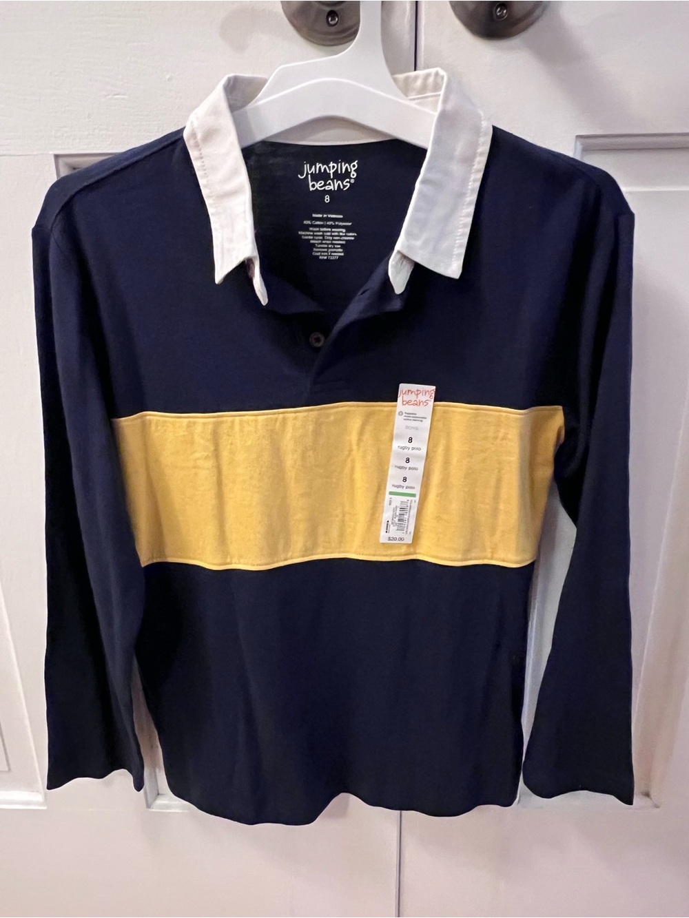 NWT- Boys jumping bean rugby polo blu and yellow size 8
